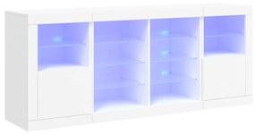 3209093 vidaXL Сайдборд с LED светлини, бял, 163x37x67 см