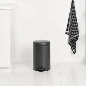 Кош за боклук с педал Brabantia NewIcon 1008842, 12 л, Плавно затваряне, Противоплъзгаща основа, Тъмносив