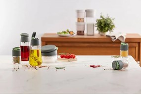 Съд за сол/захар Lekue 1009488, Ø12.4x10.1 см, Боросиликатно стъкло, Мерителна лъжичка, От +4°C до +80°C, Черен