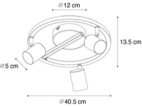 Таванен прожектор черен GU10 50mm 3-светлини кръгъл вкл. подсветка - Back Up