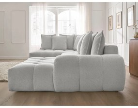 Светлосив шенилов сгъваем/с място за съхранение ъглов диван (ляв ъгъл/U форма) Everest – Bobochic Paris