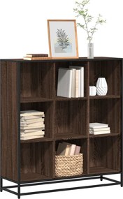 3300864 vidaXL Библиотека, кафяв дъб, 97,5x33x107,5см, инженерно дърво и метал
