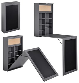 Сгъваема маса/шкаф с плот Тъмносива, Сгъната 80 x 50 x 18,5 см,MDF