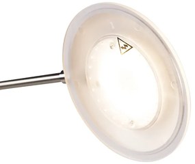 Подова лампа от стомана с лампа за четене, включително LED и USB порт - Sevilla