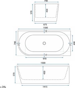Ъглова акрилна вана REA Bellanto Slim 150 Right
