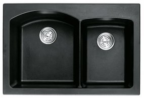 Кухненска мивка ICGS 8401 BLACK, двойна, със сифон, 84x56см