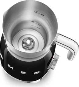 Уред за разпенване на мляко Smeg MFF11BLEU, 500 W, 600 мл, 8 програми, Подвижна кана, Автоматично изключване, Черен
