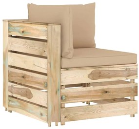 3074498 vidaXL Секционен ъглов диван с възглавници, зелено импрегнирано дърво