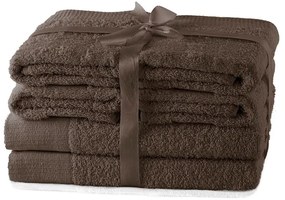 Кафяви памучни хавлии и кърпи за баня в комплект от 6 бр. от тери Amari – AmeliaHome