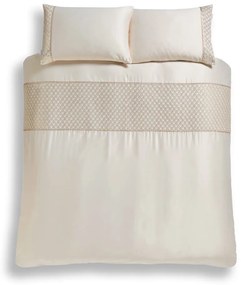 Бежово двойно удължено спално бельо от микросатен 230x220 cm Deco Sequin – Catherine Lansfield