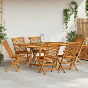 3059594 vidaXL Градински трапезен комплект, 7 части, тиково дърво масив