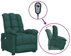 3100358 vidaXL Изправящ масажен стол, тъмнозелен, текстил