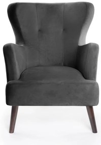 Тъмносиво кадифено кресло Noemye – Bonami Selection