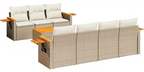 3226646 vidaXL Градински диван с възглавници, 8 части, бежов полиратан