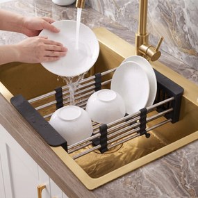 Стоманена мивка с комплект аксесоари 3 бр. REA Liam Brush Gold