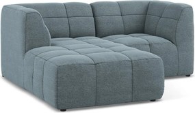 Син ъглов диван от прежда с примки от букле (ляв ъгъл) Aloha – Makamii