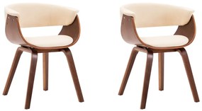 278724 vidaXL Трапезни столове, 2 бр, кремави, извито дърво и изкуствена кожа