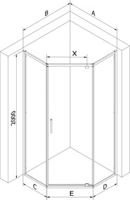 Mexen Exo-R петоъгълна душ кабина отваряема 90 x 90 см, прозрачна, черна