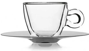 Стъклена двустенна чаша с метална чинийка 165мл DRINK&DESIGN-(10086/01) - Luigi Bormioli