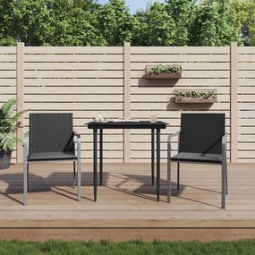 Sonata H Градински стол с възглавници 2 бр черни 56x59x84 см полиратан