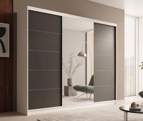 Гардероб Galadriel 250 с плъзгащи врати-Бял-Черен