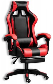 Комфортен гейминг стол с черно-червена масажна възглавница
