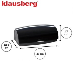 Кутия за хляб Klausberg KB 7931, 45 см, Ергономична дръжка, Метална, Черен