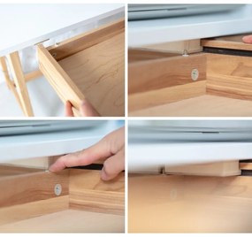 Бяло бюро с основа от ясенова дървесина, дължина 65 cm Luka - Ragaba