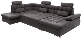 Антрацитен разтегателен ъглов диван с място за съхранение (ляв ъгъл/U форма) Merkur – Ropez