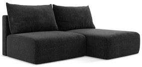 Черен разтегателен ъглов диван с място за съхранение (десен ъгъл) Kalena – Makamii