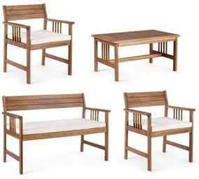 Градински комплект от за отдих от масивна акация в тъмно естествен цвят за 4 Noemi – Bizzotto