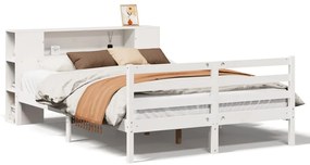 3321847 vidaXL Легло с етажерка за книги, без матрак, 135x190 см, бор масив