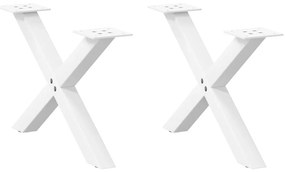 4012881 vidaXL Крака за масичка за кафе, X-образни, 2 бр., бели, 60 x (30-31) см, стомана