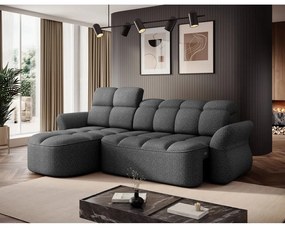 Тъмносив кадифен сгъваем/с място за съхранение ъглов диван (ляв ъгъл) Beneth – ELTAP