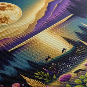 Картина на платно – Вълшебен нощен пейзаж с луна