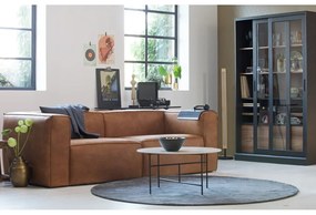 Витрина от масивен бор с плъзгащи се врати в черен и естествен цвят 125x200 cm James – WOOOD