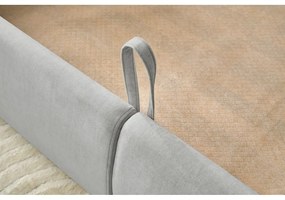 Светлосиво тапицирано двойно легло с място за съхранение с решетка 160x200 cm Clothilde - Bobochic Paris