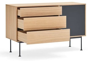 Антрацитно сив скрин с дъбов фурнир, ширина 128 см Yoko - Teulat