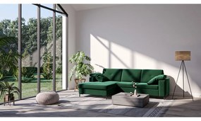 Тъмнозелен кадифен ъглов разтегателен диван , ляв ъгъл Moor - Ghado