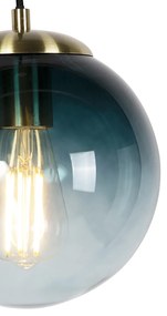 Интелигентна висяща лампа месинг с океанско синьо стъкло 20 см с WiFi ST64 - Pallon