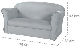 Светлосиво кадифено детско канапе 78 cm Lil Sofa - Roba