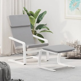 3154415 vidaXL Релаксиращ стол с табуретка, светлосив, текстил