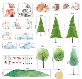 Сладък XXL детски стикер за стена с животни сред природата