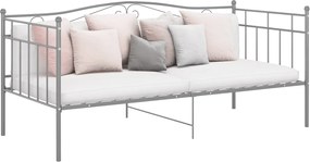 324781 vidaXL Рамка за разтегателен диван, сива, метал, 90x200 см