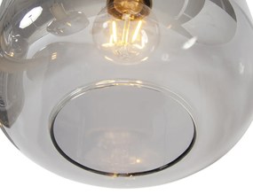 Висяща лампа черна със злато с опушено стъкло 5-светлина - Zuzanna