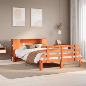 3322721 vidaXL Легло с етажерка за книги, без матрак, 135x190 см, бор масив