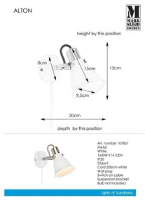 Бяла стенна лампа Alton - Markslöjd