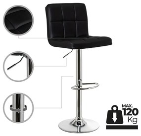 Черни бар столове в комплект от 2 бр. с регулируема височина от имитация на кожа (височина на седалката 93 cm) – Casa Selección