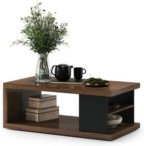 Маса ЛАНА S-110 Елегантен Орех / Черен - ХОЛНА МАСА С РАФТ