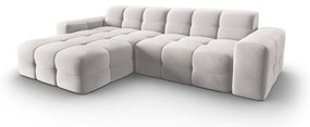 Ъглов диван от светлосиво кадифе (ляв ъгъл) Kendal - Micadoni Home